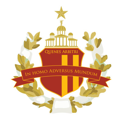 Tiimin logo jossa lukee seuran motto "Mies vastaan maailma" latinaksi. ©Robin Karenko
